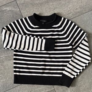 Michael Kors Black & White Striped Crewneck Sweater